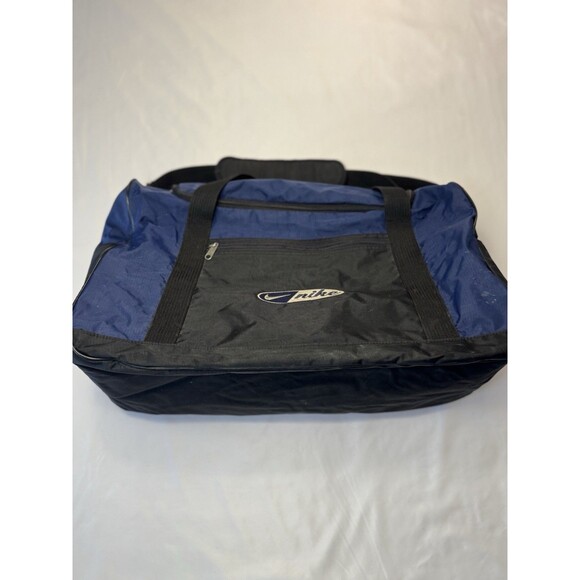 Vintage Nike Blue Duffle Bag Embroidered Center Swoosh 90s Y2K Shoulder Strap - Picture 1 of 10